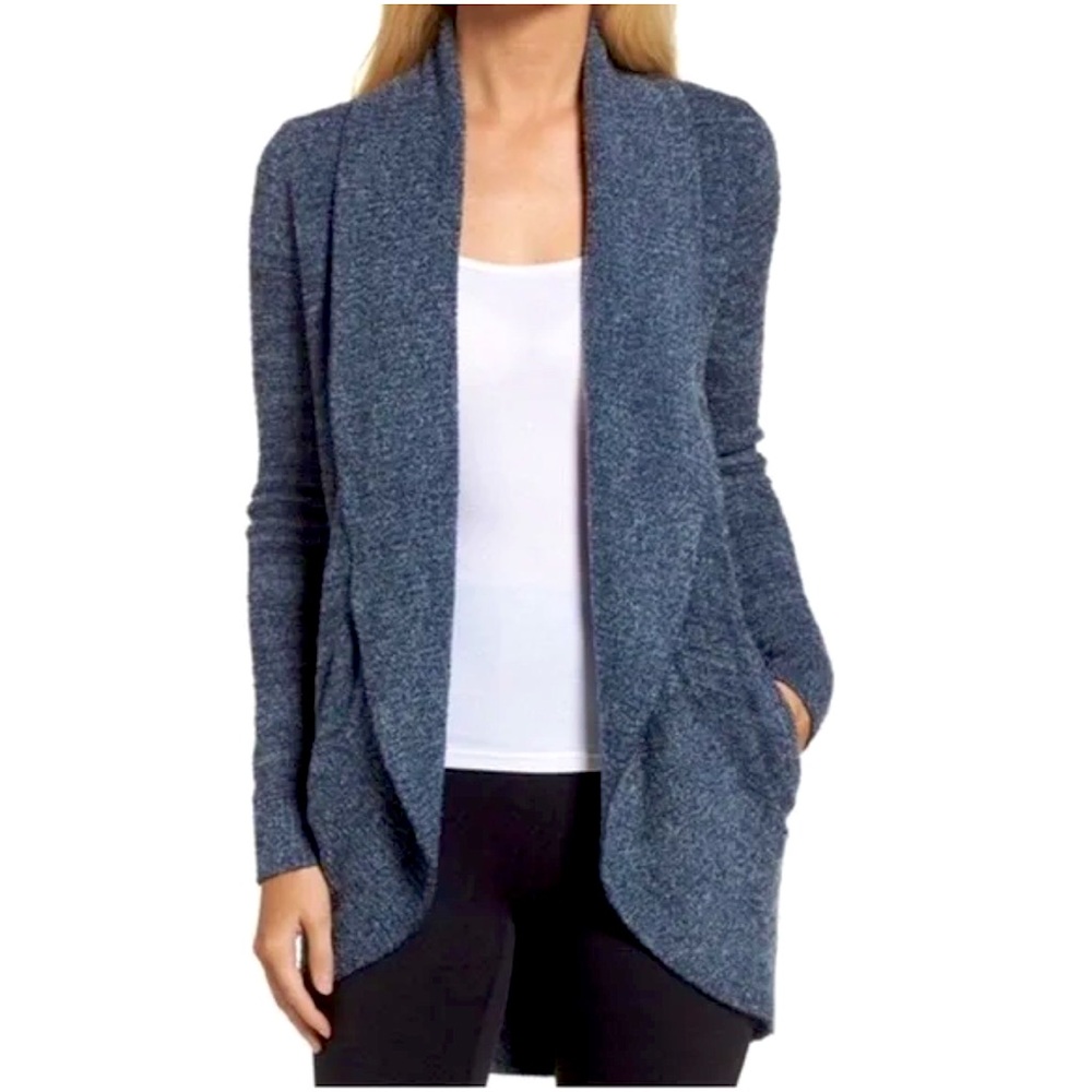 Barefoot Dreams Blue Heather Open-Front Cardigan